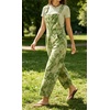 image:imageCHARTOU Womens Tie Dye Denim Overalls Loose Fit Barrel Leg Crop Pants Summer Casual Adjustable Straps Bib Jean JumpsuitGreen
