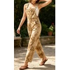 image:imageCHARTOU Womens Tie Dye Denim Overalls Loose Fit Barrel Leg Crop Pants Summer Casual Adjustable Straps Bib Jean JumpsuitKhaki