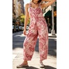 image:imageCHARTOU Womens Tie Dye Denim Overalls Loose Fit Barrel Leg Crop Pants Summer Casual Adjustable Straps Bib Jean JumpsuitPink