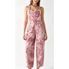 image:imageCHARTOU Womens Tie Dye Denim Overalls Loose Fit Barrel Leg Crop Pants Summer Casual Adjustable Straps Bib Jean JumpsuitPink