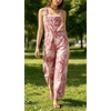 image:imageCHARTOU Womens Tie Dye Denim Overalls Loose Fit Barrel Leg Crop Pants Summer Casual Adjustable Straps Bib Jean JumpsuitPink
