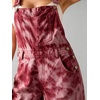 image:imageCHARTOU Womens Tie Dye Denim Overalls Loose Fit Barrel Leg Crop Pants Summer Casual Adjustable Straps Bib Jean JumpsuitWine