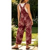 image:imageCHARTOU Womens Tie Dye Denim Overalls Loose Fit Barrel Leg Crop Pants Summer Casual Adjustable Straps Bib Jean JumpsuitWine