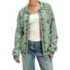 image:imageCHARTOU Floral Zip Collared Knit Cardigan Oversized Boho Sweater Jacket with PocketsGreen