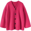image:imageCHARTOU Women Cardigan Sweater Button Down Rolled Chunky Knit Slouchy Cardigan CoatRose