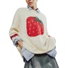 image:imageCHARTOU Women Color Contrast Fuzzy Pullover Sweater Fall Winter Oversized Crewneck Long Sleeve Knit Jumper TopsWhite