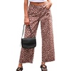 image:imageCHARTOU Women Leopard Wide Leg Jeans Baggy Elastic Waist Frayed Hem Denim Cheetah Print Pants with PocketsWine