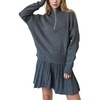 image:imageCHARTOU Women Sweater Skirt Sets 2 Pieces Outfits Half Zipper Pullover Sweater and Knit Pleated Mini SkirtGrey