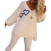 image:imageCHARTOU Women V Neck Off Shoulder Knit Sweater Fall Casual Heart Graphic Oversized Pullover Sweater JumpersWhite