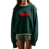 image:imageCHARTOU Women Y2k Fish Sweater Crewneck Ribbed Knit Oversized Pullover Fall JumperGreen