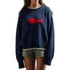 image:imageCHARTOU Women Y2k Fish Sweater Crewneck Ribbed Knit Oversized Pullover Fall JumperNavy