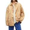 image:imageCHARTOU Womens Oversized Denim Jacket Boyfriend Cargo Jean Shacket Lapel Short Trench Coat with PocketsKhaki