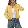 image:imageCHARTOU Womens Polka Dot Cardigan Sweater Lightweight Crew Neck Button Down Cropped Knit Cardigan Tops for FallYellow