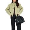image:imageCHARTOU Womens Ribbed Knit Cardigan Sweater Stand Collar Button Down Oversized Chunky Knit Jacket Coat for Fall WinterGreen