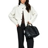 image:imageCHARTOU Womens Ribbed Knit Cardigan Sweater Stand Collar Button Down Oversized Chunky Knit Jacket Coat for Fall WinterWhite