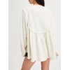 image:imageCHARTOU Women Babydoll Sweatshirt Top Oversized Long Sleeve Buttoned Ruffle PulloverBeige