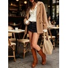 image:imageCHARTOU Women Babydoll Sweatshirt Top Oversized Long Sleeve Buttoned Ruffle PulloverBeige