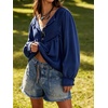 image:imageCHARTOU Women Babydoll Sweatshirt Top Oversized Long Sleeve Buttoned Ruffle PulloverNavy Blue