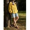 image:imageCHARTOU Women Babydoll Sweatshirt Top Oversized Long Sleeve Buttoned Ruffle PulloverYellow