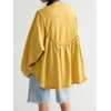 image:imageCHARTOU Women Babydoll Sweatshirt Top Oversized Long Sleeve Buttoned Ruffle PulloverYellow