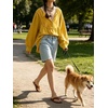 image:imageCHARTOU Women Babydoll Sweatshirt Top Oversized Long Sleeve Buttoned Ruffle PulloverYellow