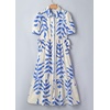 image:imageCHARTOU Women Button Down Maxi Dress Drawstring Puff Sleeve Shirt Vacation DressesBlue