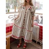 image:imageCHARTOU Women Cotton Shift Shirt Dress Striped Button Flowy Midi Dress with PocketsGrey