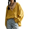 image:imageCHARTOU Women Babydoll Sweatshirt Top Oversized Long Sleeve Buttoned Ruffle PulloverYellow