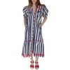 image:imageCHARTOU Women Cotton Shift Shirt Dress Striped Button Flowy Midi Dress with PocketsNavy