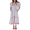 image:imageCHARTOU Women Cotton Shift Shirt Dress Striped Button Flowy Midi Dress with PocketsPurple