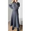 image:imageCHARTOU Two Pieces Skirt Sets for Women Winter Fashion 2025 Sequins Sweater Dress Lounge Travel OutfitsGrey