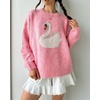image:imageCHARTOU Women Crewneck Knit Sweater Cute Swan Oversized Pullover Fall Casual JumperPink