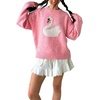 image:imageCHARTOU Women Crewneck Knit Sweater Cute Swan Oversized Pullover Fall Casual JumperPink