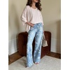 image:imageCHARTOU Women Oversized Cable Sweater Pullover V Neck Batwing Half Sleeve Knitted TopBeige