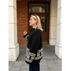 image:imageCHARTOU Women Oversized Chunky Fair Isle Knit Sweater Lantern Sleeve Jumper Loose PulloverBlack