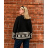 image:imageCHARTOU Women Oversized Chunky Fair Isle Knit Sweater Lantern Sleeve Jumper Loose PulloverBlack