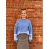 image:imageCHARTOU Women Oversized Chunky Fair Isle Knit Sweater Lantern Sleeve Jumper Loose PulloverBlue