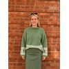 image:imageCHARTOU Women Oversized Chunky Fair Isle Knit Sweater Lantern Sleeve Jumper Loose PulloverGreen