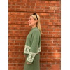 image:imageCHARTOU Women Oversized Chunky Fair Isle Knit Sweater Lantern Sleeve Jumper Loose PulloverGreen