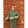 image:imageCHARTOU Women Oversized Chunky Fair Isle Knit Sweater Lantern Sleeve Jumper Loose PulloverGreen