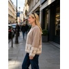 image:imageCHARTOU Women Oversized Chunky Fair Isle Knit Sweater Lantern Sleeve Jumper Loose PulloverKhaki