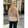 image:imageCHARTOU Women Oversized Chunky Fair Isle Knit Sweater Lantern Sleeve Jumper Loose PulloverKhaki
