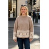 image:imageCHARTOU Women Oversized Chunky Fair Isle Knit Sweater Lantern Sleeve Jumper Loose PulloverKhaki
