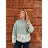 image:imageCHARTOU Women Oversized Chunky Fair Isle Knit Sweater Lantern Sleeve Jumper Loose PulloverMint