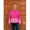 image:imageCHARTOU Women Oversized Chunky Fair Isle Knit Sweater Lantern Sleeve Jumper Loose PulloverRose