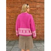 image:imageCHARTOU Women Oversized Chunky Fair Isle Knit Sweater Lantern Sleeve Jumper Loose PulloverRose