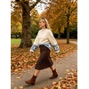 image:imageCHARTOU Women Oversized Chunky Fair Isle Knit Sweater Lantern Sleeve Jumper Loose PulloverWhite