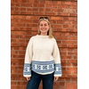 image:imageCHARTOU Women Oversized Chunky Fair Isle Knit Sweater Lantern Sleeve Jumper Loose PulloverWhite