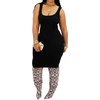 image:imageCHARTOU Womens 2 Piece Sweater Dress Sets Cable Knit Turtleneck Jumper Tank Dress Sheath OutfitsBlack