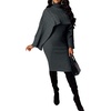 image:imageCHARTOU Womens 2 Piece Sweater Dress Sets Cable Knit Turtleneck Jumper Tank Dress Sheath OutfitsDark Grey